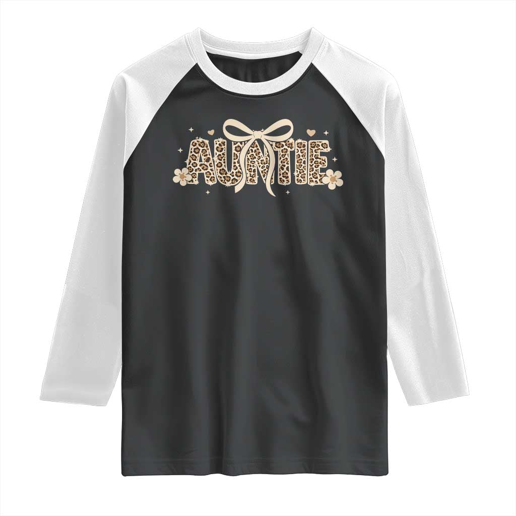 Leopard Auntie Raglan Shirt Coquette Bow Cute Gift For Aunt TS10 Black White Print Your Wear