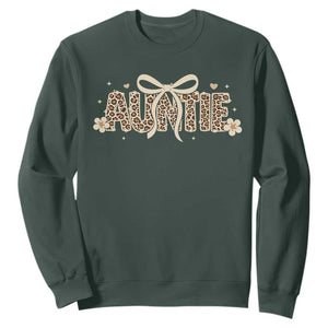 Leopard Auntie Sweatshirt Coquette Bow Cute Gift For Aunt TS10 Dark Forest Green Print Your Wear