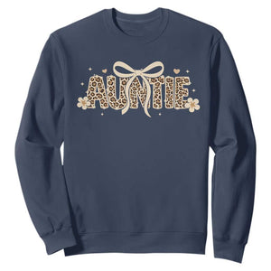 Leopard Auntie Sweatshirt Coquette Bow Cute Gift For Aunt TS10 Navy Print Your Wear