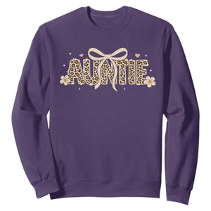Leopard Auntie Sweatshirt Coquette Bow Cute Gift For Aunt TS10 Purple Print Your Wear