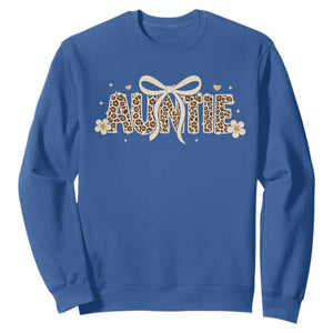 Leopard Auntie Sweatshirt Coquette Bow Cute Gift For Aunt TS10 Royal Blue Print Your Wear