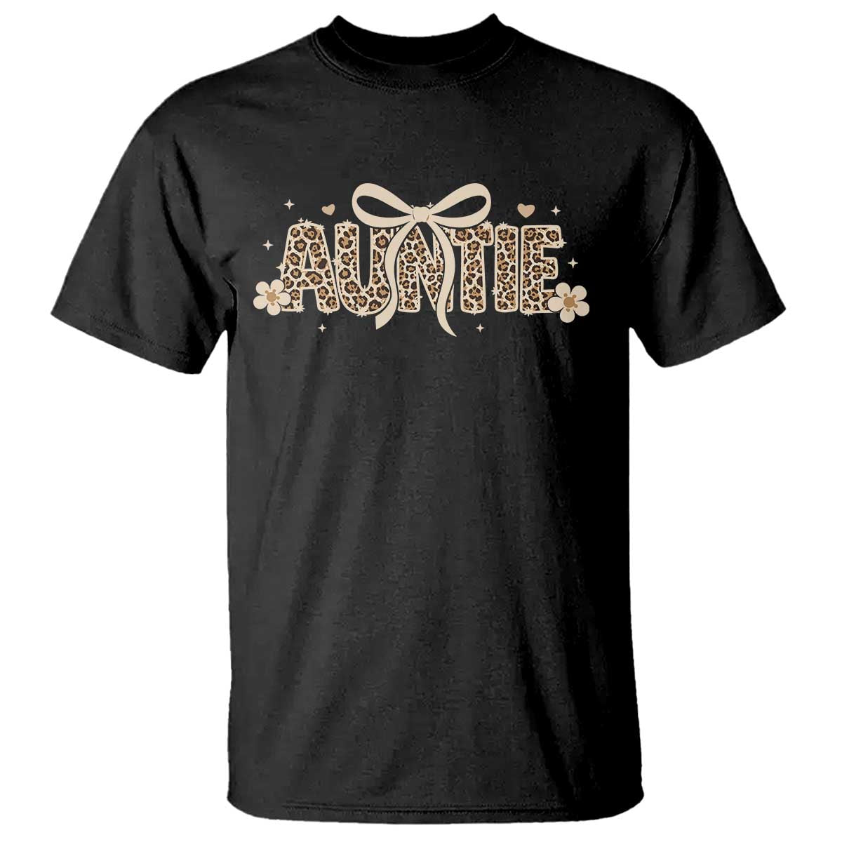 Leopard Auntie T Shirt Coquette Bow Cute Gift For Aunt TS10 Black Print Your Wear