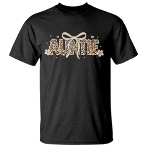 Leopard Auntie T Shirt Coquette Bow Cute Gift For Aunt TS10 Black Print Your Wear