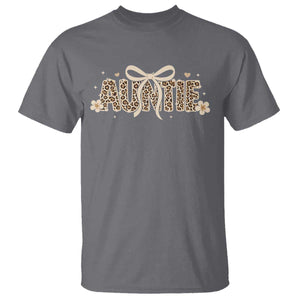 Leopard Auntie T Shirt Coquette Bow Cute Gift For Aunt TS10 Charcoal Print Your Wear