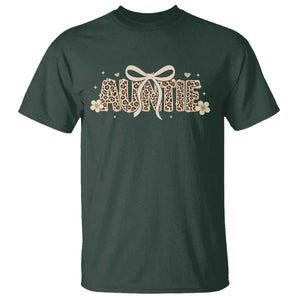 Leopard Auntie T Shirt Coquette Bow Cute Gift For Aunt TS10 Dark Forest Green Print Your Wear