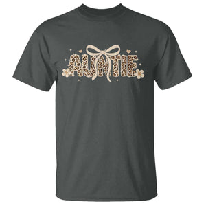 Leopard Auntie T Shirt Coquette Bow Cute Gift For Aunt TS10 Dark Heather Print Your Wear