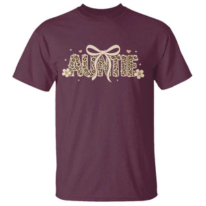 Leopard Auntie T Shirt Coquette Bow Cute Gift For Aunt TS10 Maroon Print Your Wear