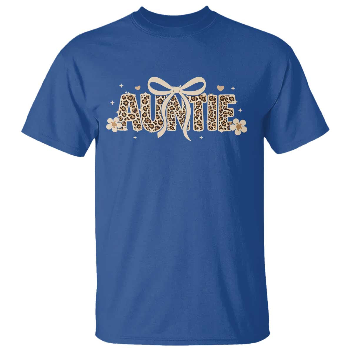 Leopard Auntie T Shirt Coquette Bow Cute Gift For Aunt TS10 Royal Blue Print Your Wear