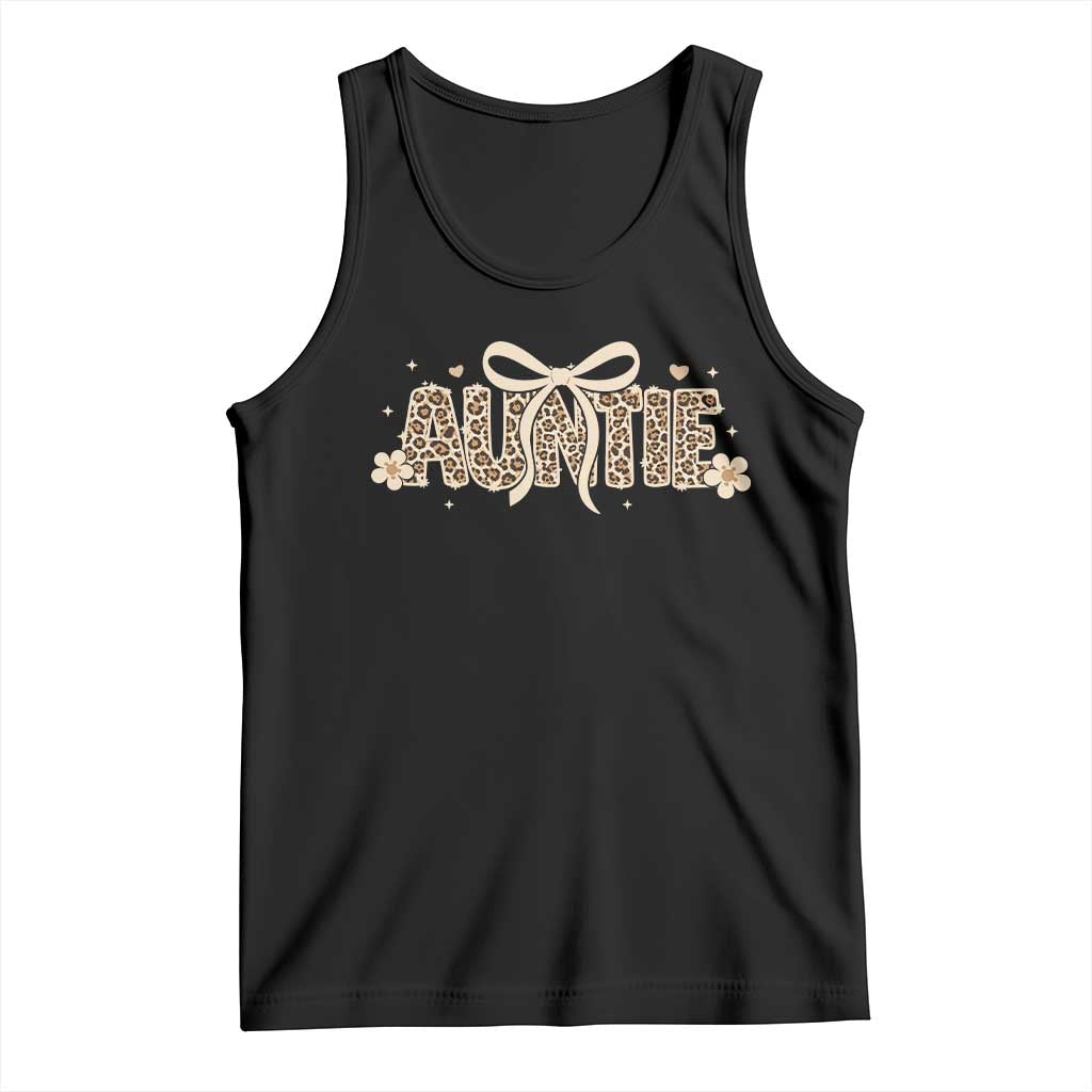 Leopard Auntie Tank Top Coquette Bow Cute Gift For Aunt TS10 Black Print Your Wear