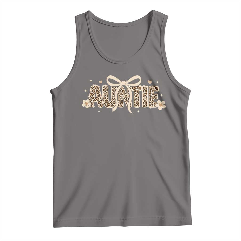 Leopard Auntie Tank Top Coquette Bow Cute Gift For Aunt TS10 Deep Heather Print Your Wear