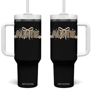 Leopard Auntie Tumbler With Handle Coquette Bow Cute Gift For Aunt TS10 One Size: 40 oz Black Print Your Wear