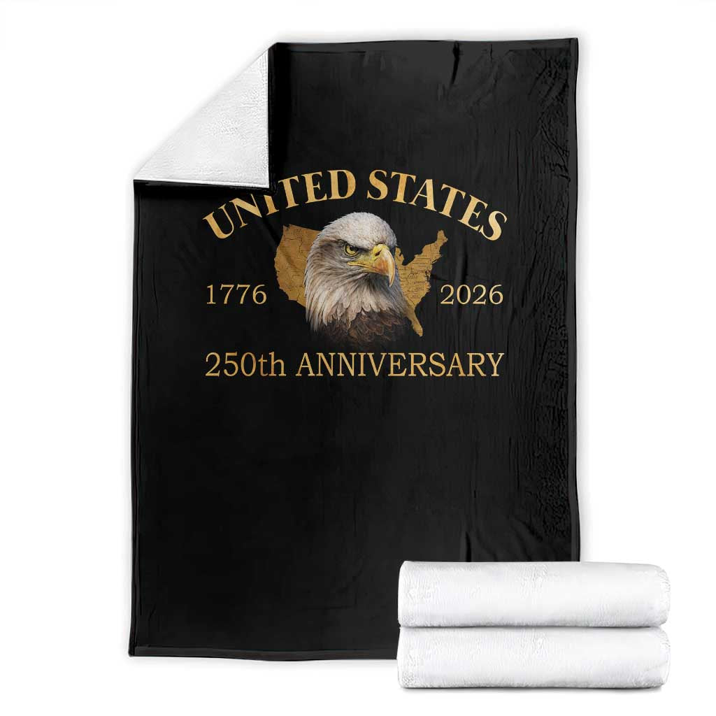 USA 250th Anniversary Throw Blanket American Map Patriotic 1776-2026 America 250 TS10 Black Print Your Wear