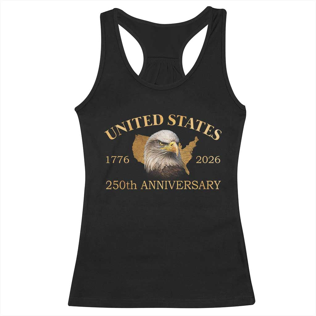 USA 250th Anniversary Racerback Tank Top American Map Patriotic 1776-2026 America 250 TS10 Black Print Your Wear