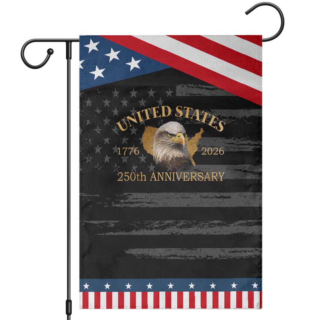 USA 250th Anniversary Patriotic Garden Flag American Map Patriotic 1776-2026 America 250 TS10 Distressed Black Blue Print Your Wear