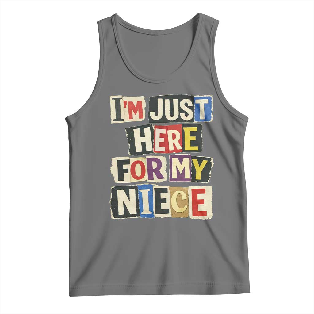 Im Just Here For My Niece Tank Top Trendy Aunts Letter Print Vintage TS10 Black Heather Print Your Wear