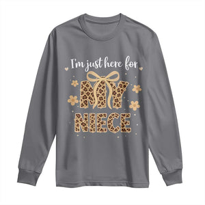 Im Just Here For My Niece Long Sleeve Shirt Gift For Aunt From Niece Leopard TS10 Charcoal Print Your Wear