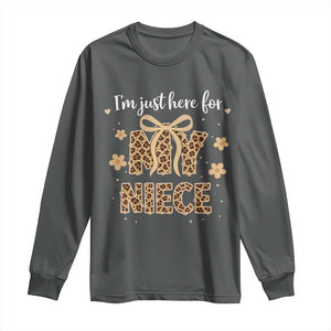 Im Just Here For My Niece Long Sleeve Shirt Gift For Aunt From Niece Leopard TS10 Dark Heather Print Your Wear