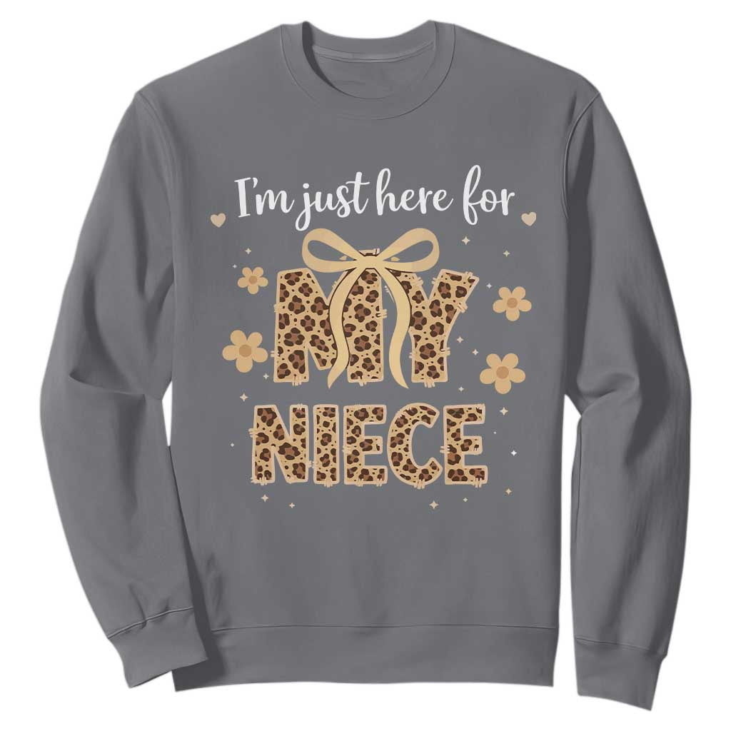 Im Just Here For My Niece Sweatshirt Gift For Aunt From Niece Leopard TS10 Charcoal Print Your Wear