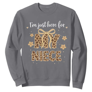 Im Just Here For My Niece Sweatshirt Gift For Aunt From Niece Leopard TS10 Charcoal Print Your Wear