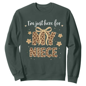 Im Just Here For My Niece Sweatshirt Gift For Aunt From Niece Leopard TS10 Dark Forest Green Print Your Wear