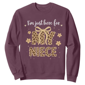 Im Just Here For My Niece Sweatshirt Gift For Aunt From Niece Leopard TS10 Maroon Print Your Wear