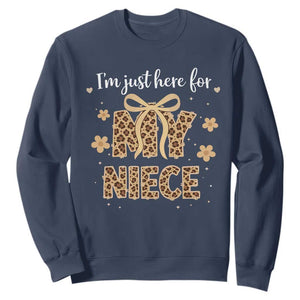 Im Just Here For My Niece Sweatshirt Gift For Aunt From Niece Leopard TS10 Navy Print Your Wear