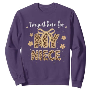 Im Just Here For My Niece Sweatshirt Gift For Aunt From Niece Leopard TS10 Purple Print Your Wear