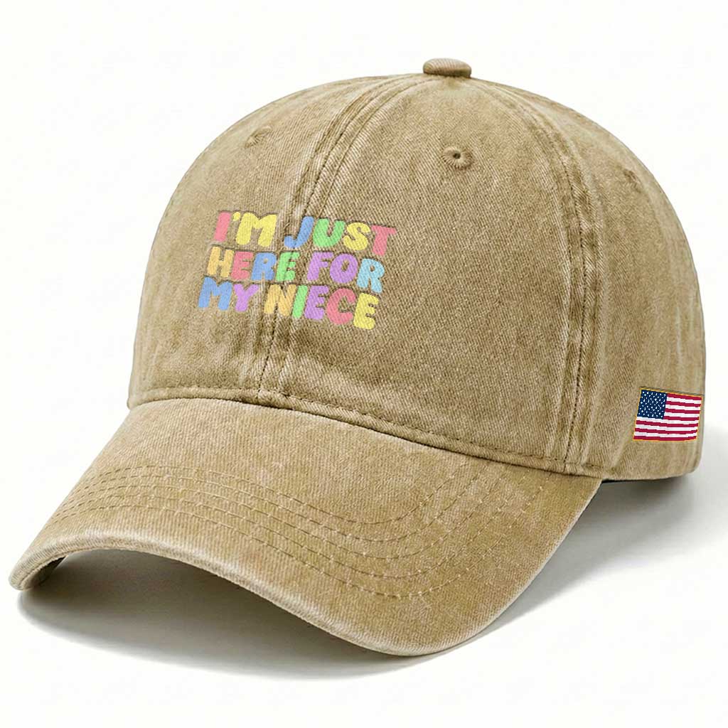 Im Just Here For My Niece Washed Cotton Baseball Cap Gift For Aunt From Niece TS10 Print Your Wear