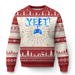 Funny Yeet Gamer Knit Sweatshirt Video Game Gaming Saying Quote Slang TS10 Red Print Your Wear
