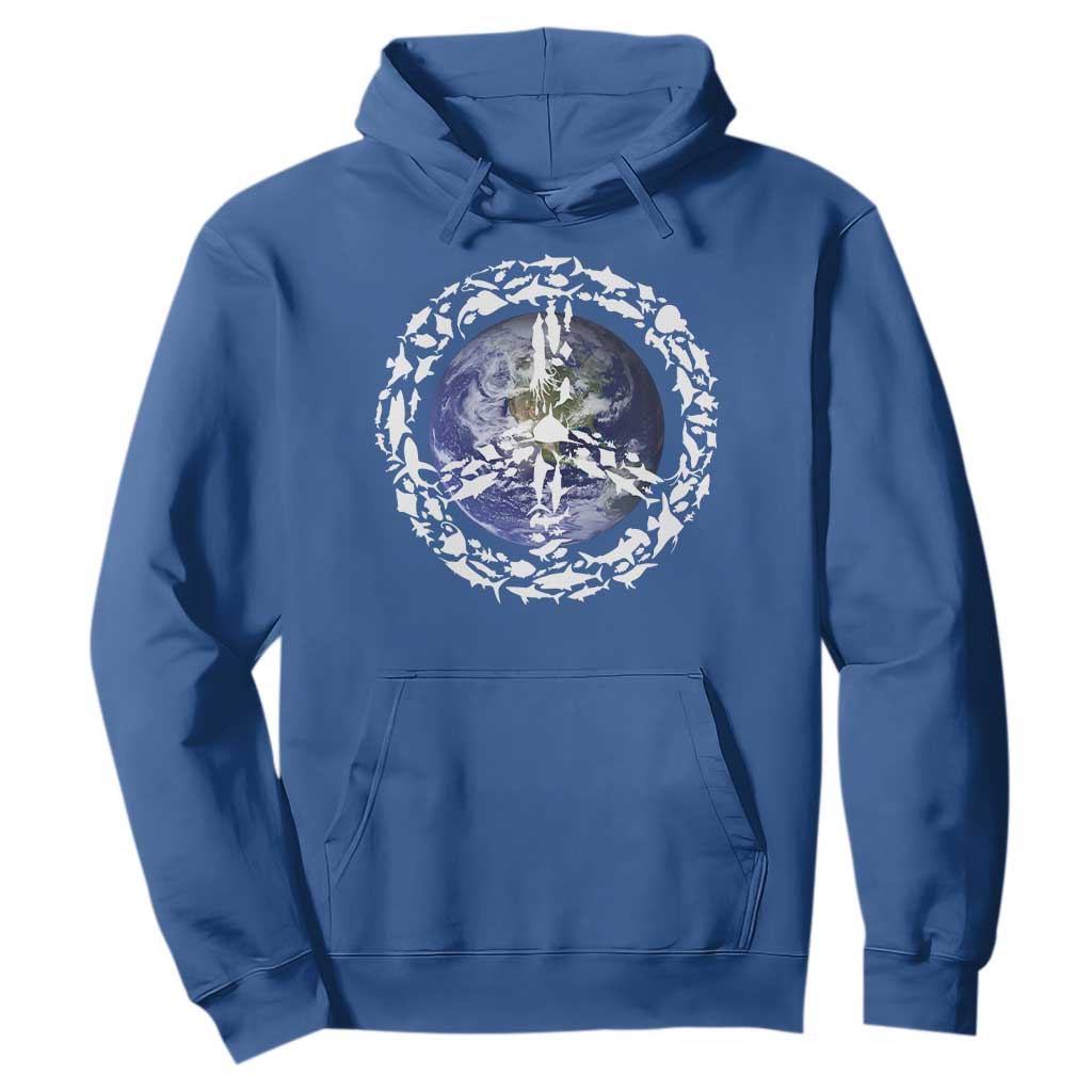 Earth Day Hoodie Save the Planet Peace Sign Positive Vibes TS10 Royal Blue Print Your Wear