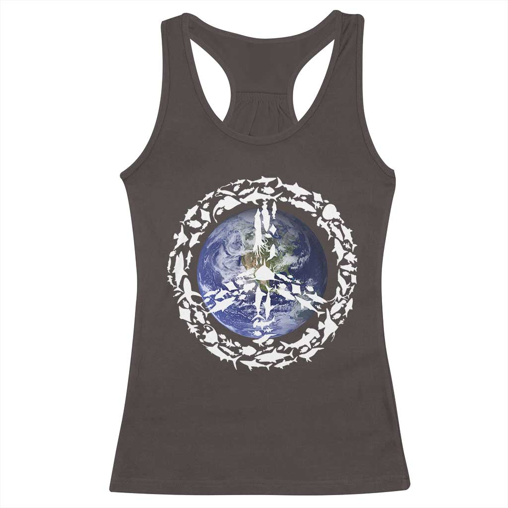 Earth Day Racerback Tank Top Save the Planet Peace Sign Positive Vibes TS10 Dark Chocolate Print Your Wear