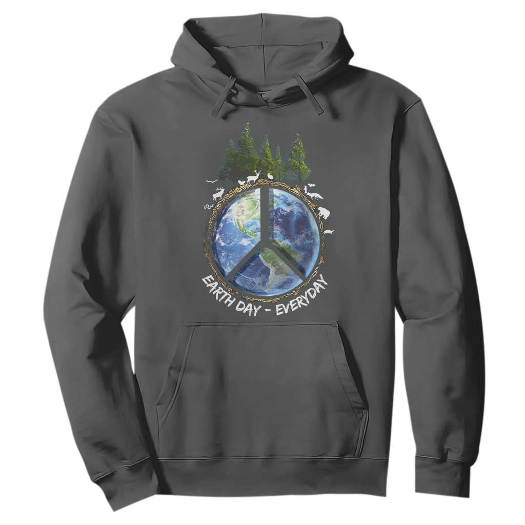 Earth Day Hoodie Everyday Peace Sign Positive Vibes TS10 Dark Heather Print Your Wear