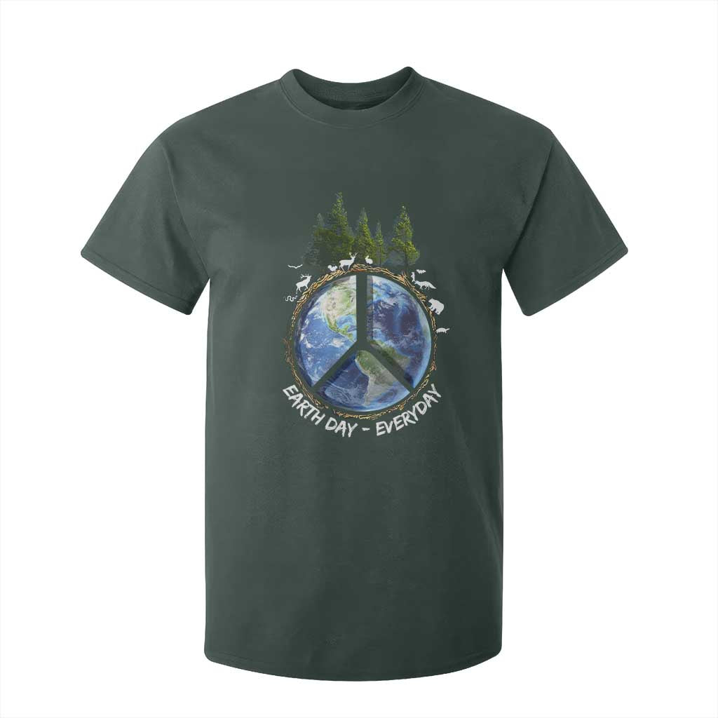 Earth Day T Shirt For Kid Everyday Peace Sign Positive Vibes TS10 Dark Forest Green Print Your Wear