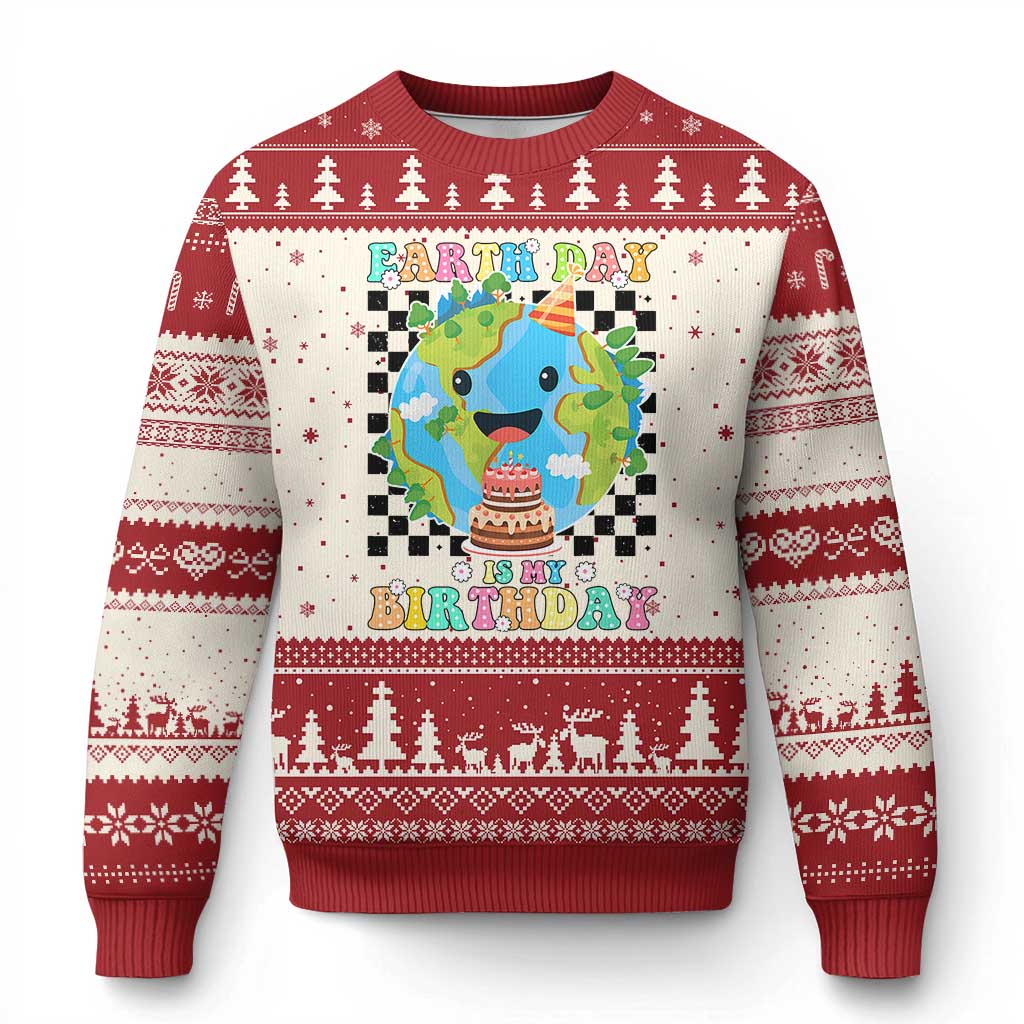 Earth Day Birthday Ugly Christmas Sweater Its My Birthday April 22 TS10 Beige Red Print Your Wear