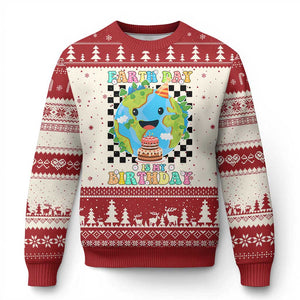 Earth Day Birthday Ugly Christmas Sweater Its My Birthday April 22 TS10 Beige Red Print Your Wear