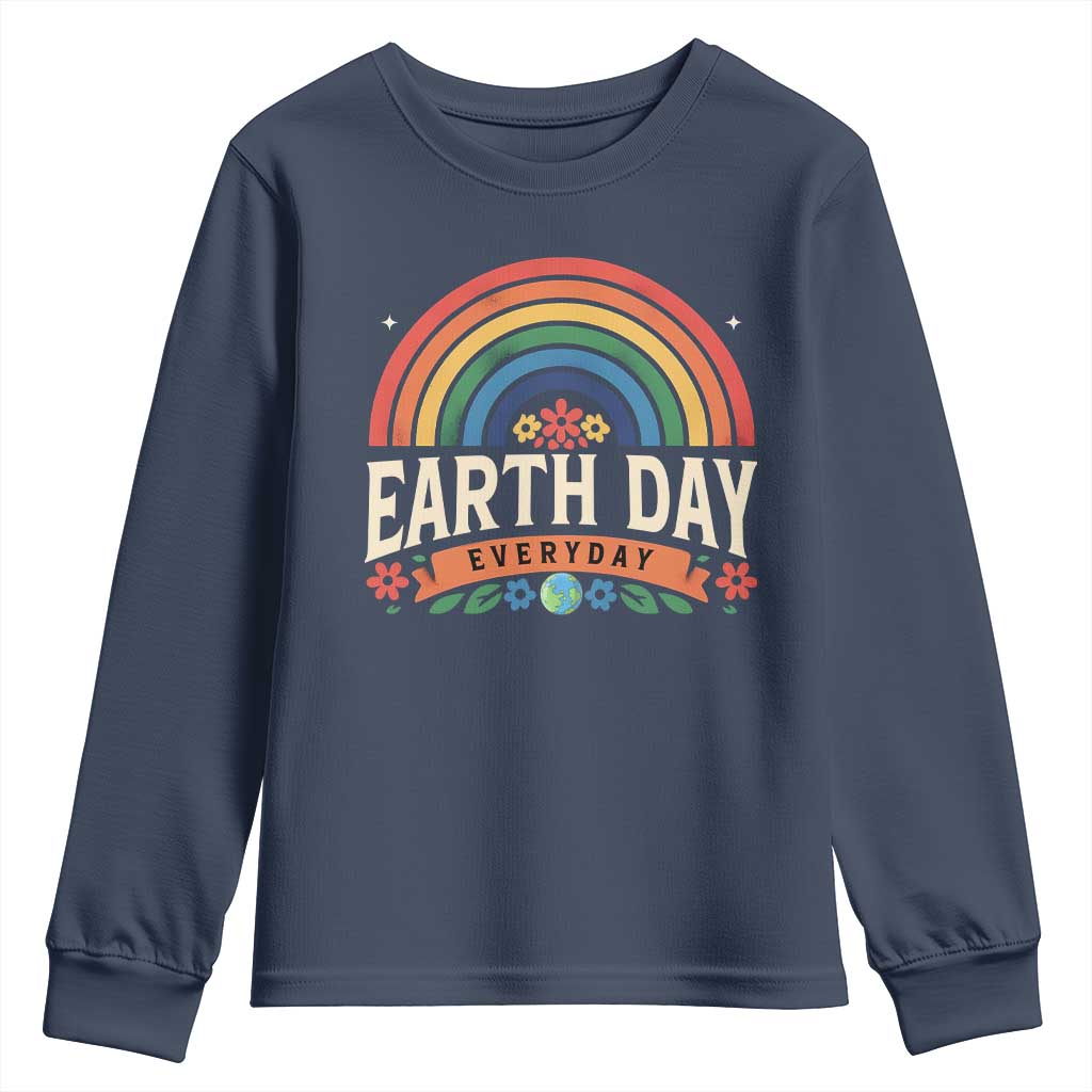 Earth Day Youth Sweatshirt Everyday Retro Rainbow TS10 Navy Print Your Wear