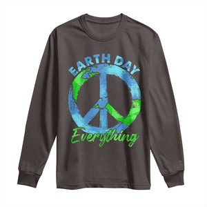 Piece Everyday Earth Day Long Sleeve Shirt Peace Sign Positive Vibes TS10 Dark Chocolate Print Your Wear