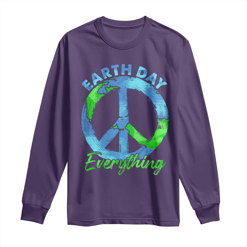 Piece Everyday Earth Day Long Sleeve Shirt Peace Sign Positive Vibes TS10 Purple Print Your Wear