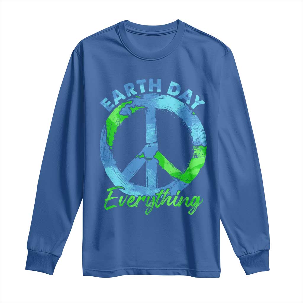 Piece Everyday Earth Day Long Sleeve Shirt Peace Sign Positive Vibes TS10 Royal Blue Print Your Wear