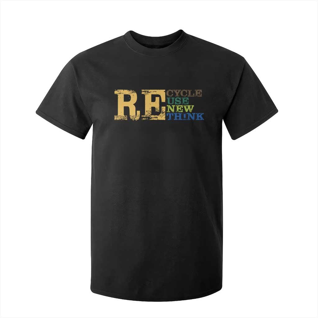 Retro Earth Day T Shirt For Kid Recycle Reuse Renew Rethink Protect Earth TS10 Black Print Your Wear
