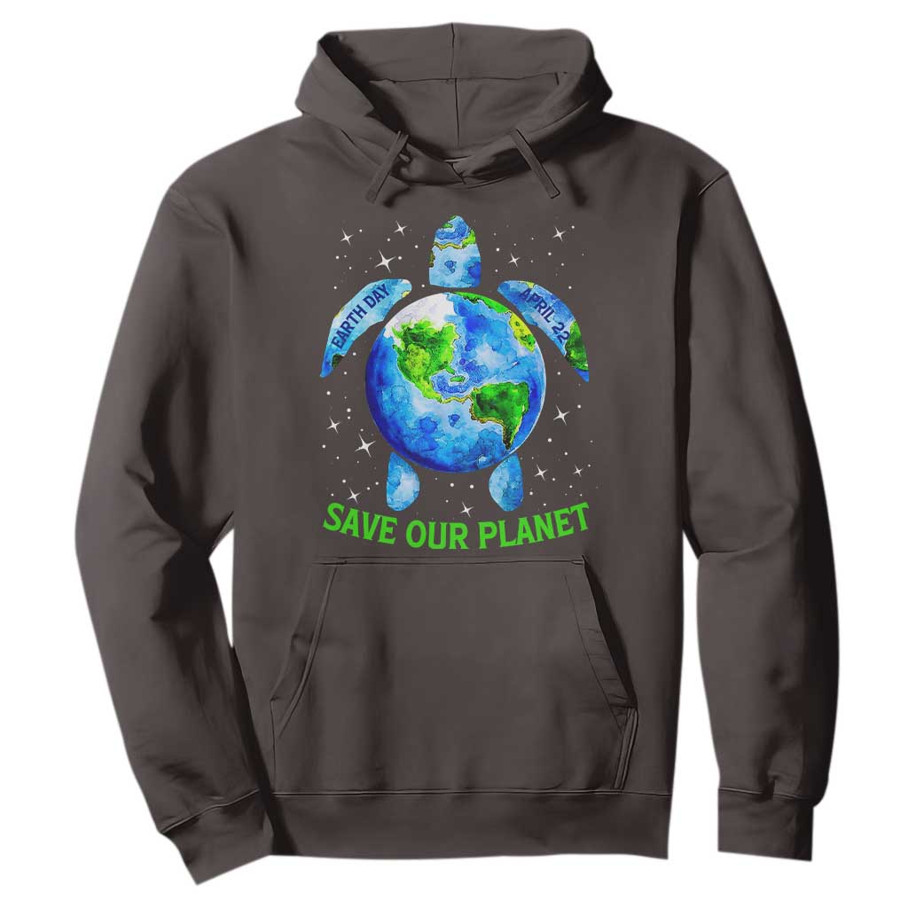 Earth Day 2025 Hoodie Save The Planet Sea Turtle Recycle Ocean Environment TS10 Dark Chocolate Print Your Wear