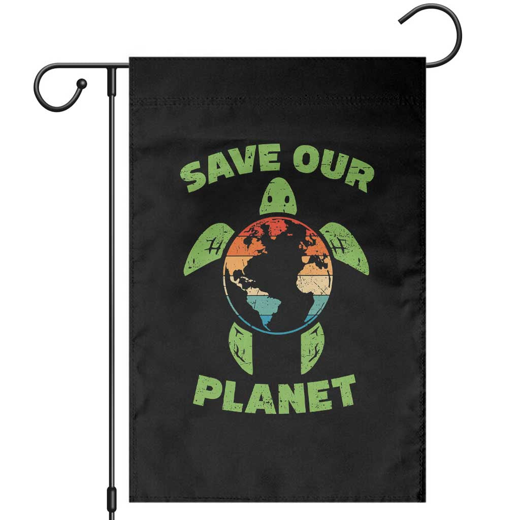 Retro Earth Day Garden Flag Save Our Planet Sea Turtle Recycle Ocean Environment TS10 Black Print Your Wear