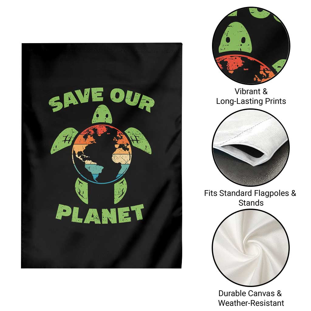 Retro Earth Day Garden Flag Save Our Planet Sea Turtle Recycle Ocean Environment TS10 Print Your Wear