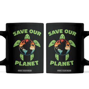 Retro Earth Day Coffee Mug Save Our Planet Sea Turtle Recycle Ocean Environment TS10 Black Print Your Wear