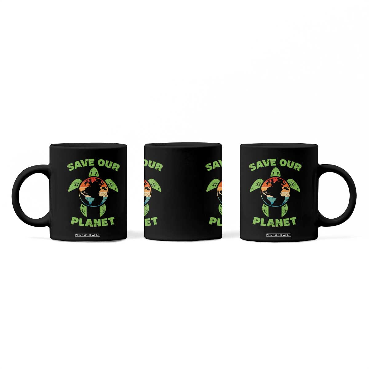 Retro Earth Day Coffee Mug Save Our Planet Sea Turtle Recycle Ocean Environment TS10 Print Your Wear