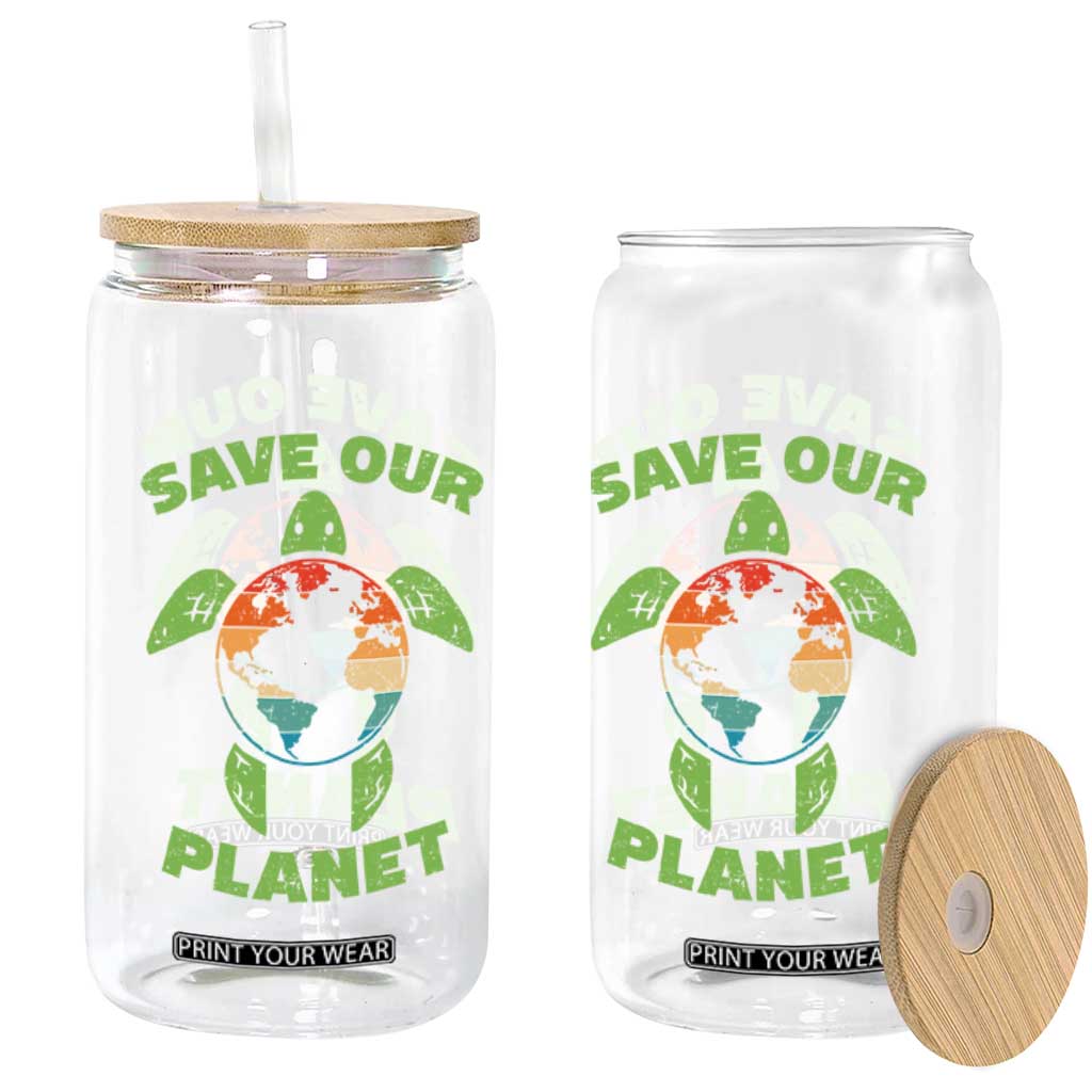 Retro Earth Day Glass Can Save Our Planet Sea Turtle Recycle Ocean Environment TS10 Print Your Wear