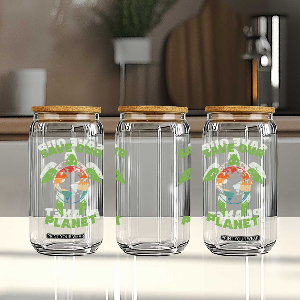 Retro Earth Day Glass Can Save Our Planet Sea Turtle Recycle Ocean Environment TS10 Print Your Wear