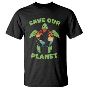 Retro Earth Day T Shirt Save Our Planet Sea Turtle Recycle Ocean Environment TS10 Black Print Your Wear