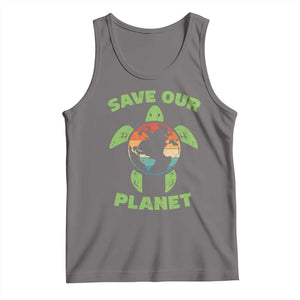 Retro Earth Day Tank Top Save Our Planet Sea Turtle Recycle Ocean Environment TS10 Deep Heather Print Your Wear