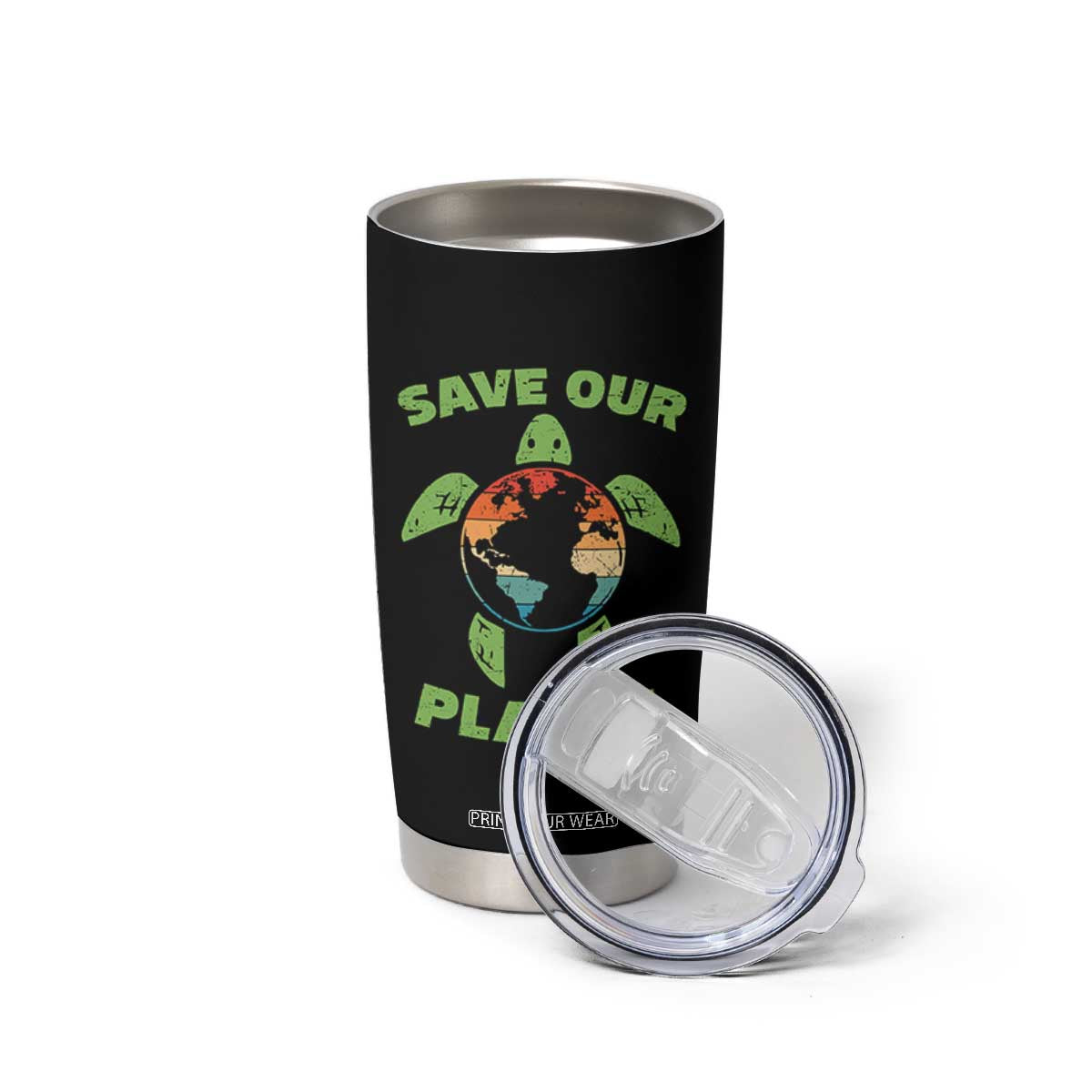Retro Earth Day Tumbler Cup Save Our Planet Sea Turtle Recycle Ocean Environment TS10 Print Your Wear